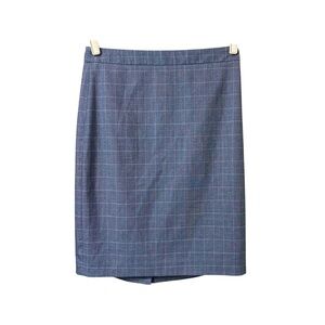 Banana Republic blue windowpane plaid preppy pencil skirt office career  size 8